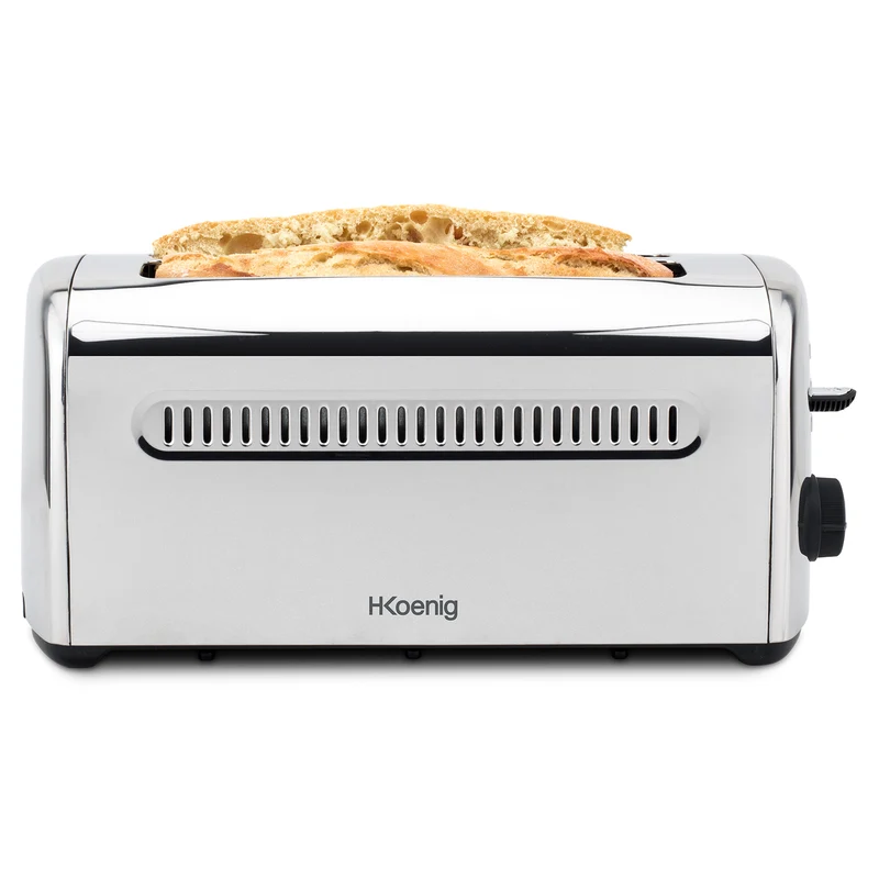 Ⓜ️🔵🔵🔵 H.Koenig TOS32 - [📦🚨Spedizione immediata!🚚💨] Tostapane grande INOX, fessure taglia XL, per 2 fette di pane intero o baguette