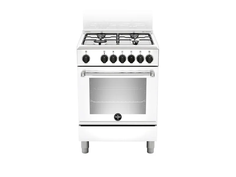 Ⓜ️🔵🔵🔵 LA GERMANIA AMN664EBV/24 - Cucina bianca, 4 fuochi gas, forno elettrico multifunzione, 60x60 cm, Serie Americana, Classe A