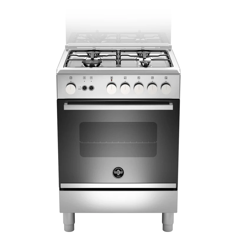 Ⓜ️🔵🔵🔵 LA GERMANIA FTR664GXV/24 - Cucina 4 Fuochi a Gas, Forno Gas Ventilato, Acciaio Inox, Serie Futura, 60 cm, Nuova classe A+
