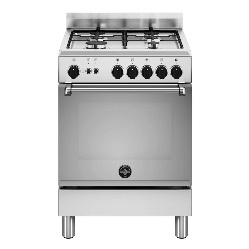 Ⓜ️🔵🔵🔵 LA GERMANIA AMN664GXV/24 - Cucina, 4 Fuochi Gas, Forno Gas Ventilato, Acciaio Inox, 60x60 cm, Serie Americana, Nuova Classe A+