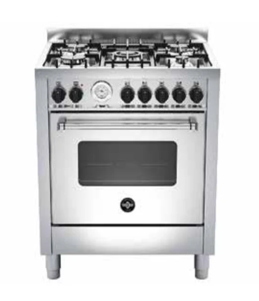 Ⓜ️🔵🔵🔵 LA GERMANIA AMN765EXT - Cucina, Piano di Lavoro Scatolato, 5 Fuochi Gas, Forno Elettrico Multifunzione, 70x60 cm, Acciaio Inox, Serie Americana, Nuova classe A