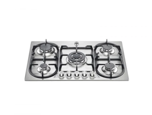 Ⓜ️🔵🔵🔵 LA GERMANIA P7101D9X/19 - Piano Cottura a Gas, Acciaio Inox, 75 cm, 5 Fuochi, Tripla Corona Centrale, Serie Futura, Incasso