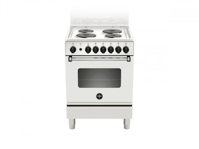 Ⓜ️🔵🔵🔵 LA GERMANIA AMN6604SBV/24 - Cucina, Piano di Lavoro Smaltato Bianco, 4 Piastre Elettriche, Forno Elettrico Singolo Statico, 60x60 cm, Bianco, Serie Americana, Nuova classe A