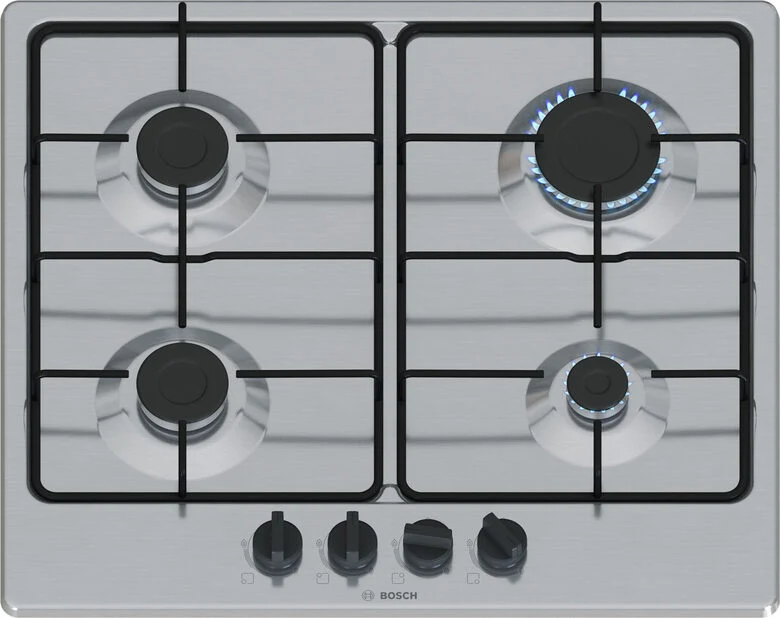 Bosch Serie 4 PGP6B5K85 , Piano cottura a gas, 60 cm, Acciaio inox
