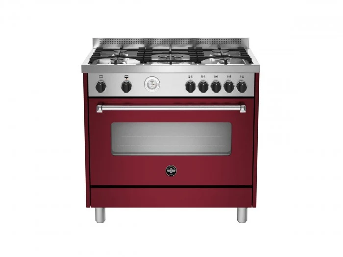 Ⓜ️🔵🔵🔵 LA GERMANIA AMN965GVIT - Cucina, 5 Fuochi gas, Forno Gas Ventilato, 90x60 cm, Vino Opaco, Serie Americana, Nuova classe A+
