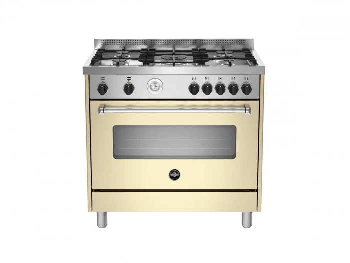 Ⓜ️🔵🔵🔵 LA GERMANIA AMN965GCRT - Cucina, 5 Fuochi Gas, Forno Gas Ventilato, 90x60 cm, Crema, Serie Americana, Nuova classe A+