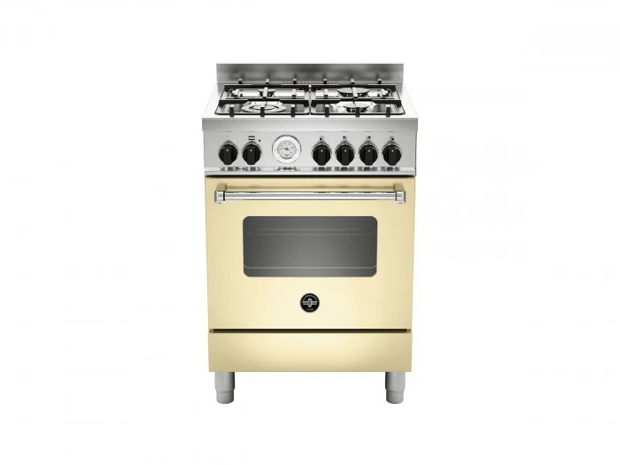 Ⓜ️🔵🔵🔵 LA GERMANIA AMN664GCRT - Cucina, 4 Fuochi Gas, Forno a Gas Singolo, 60x60 cm, Crema Opaco, Serie Americana, Nuova Classe A+