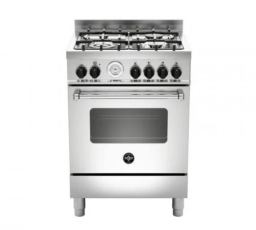 Ⓜ️🔵🔵🔵 LA GERMANIA AMN664GXT - Cucina, 4 Fuochi Gas, Forno a Gas Singolo, 60x60 cm, Acciaio Inox, Serie Americana, Nuova Classe A+