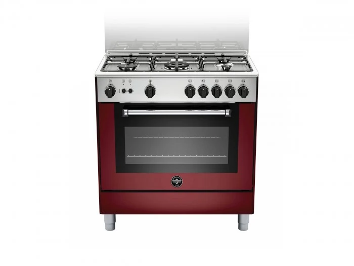 Ⓜ️🔵🔵🔵 LA GERMANIA AMN855GVIV/24 - Cucina, Piano di Lavoro in Acciaio Inox, 5 Fuochi Gas, Forno Gas Ventilato, 80x50 cm, Vino Opaco, Nuova classe A
