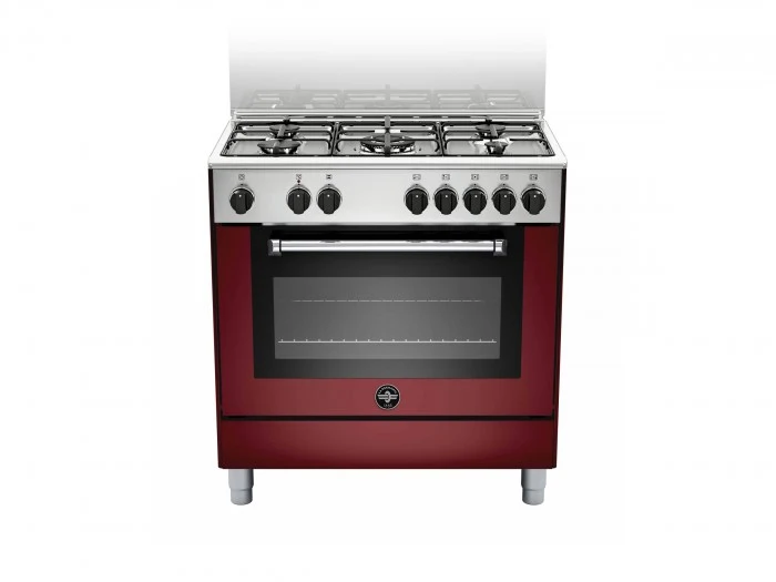 Ⓜ️🔵🔵🔵 LA GERMANIA AMN855EVIV/24 - Cucina, Piano di Lavoro in Acciaio Inox, 5 Fuochi Gas, Forno Elettrico Multifunzione, 80x50 cm, Vino Opaco, Nuova classe A