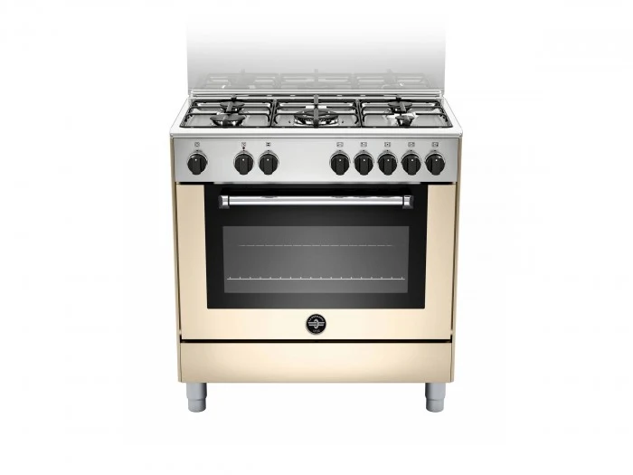 Ⓜ️🔵🔵🔵 LA GERMANIA AMN855ECRV/24 - Cucina, Piano di Lavoro in Acciaio Inox, 5 Fuochi Gas, Forno Elettrico Multifunzione, 80x50 cm, Crema Opaco, Nuova classe A