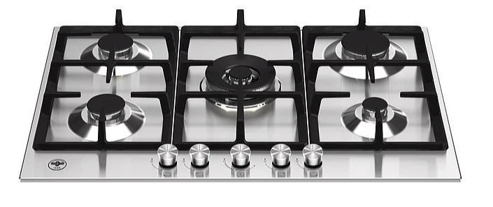 Ⓜ️🔵🔵🔵 LA GERMANIA P755CLAGX - Piano Cottura a Gas, 5 Fuochi, Acciaio Inox, Tripla Corona Centrale, 75 cm, Serie Futura, Incasso