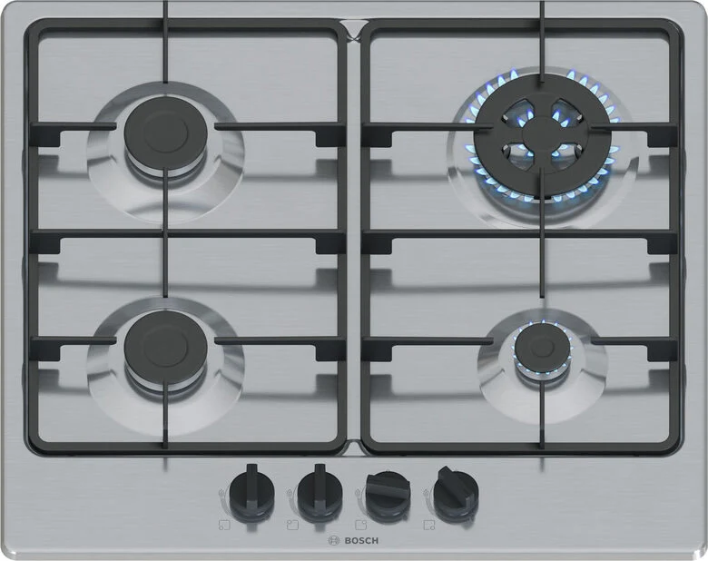 Bosch Serie 4 PGH6B5K60 , Piano cottura a gas, 60 cm, Acciaio inox