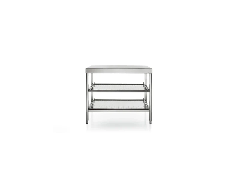 Ⓜ️🔵🔵🔵 Alpes 100C-CONTENIMENTO-1 - LIBERI IN CUCINA, Elemento Contenimento, mobile cucina, acciaio inox, larg. 100cm, prof. 65cm, alt. 90/95cm, 2 ripiani estraibili 90cm