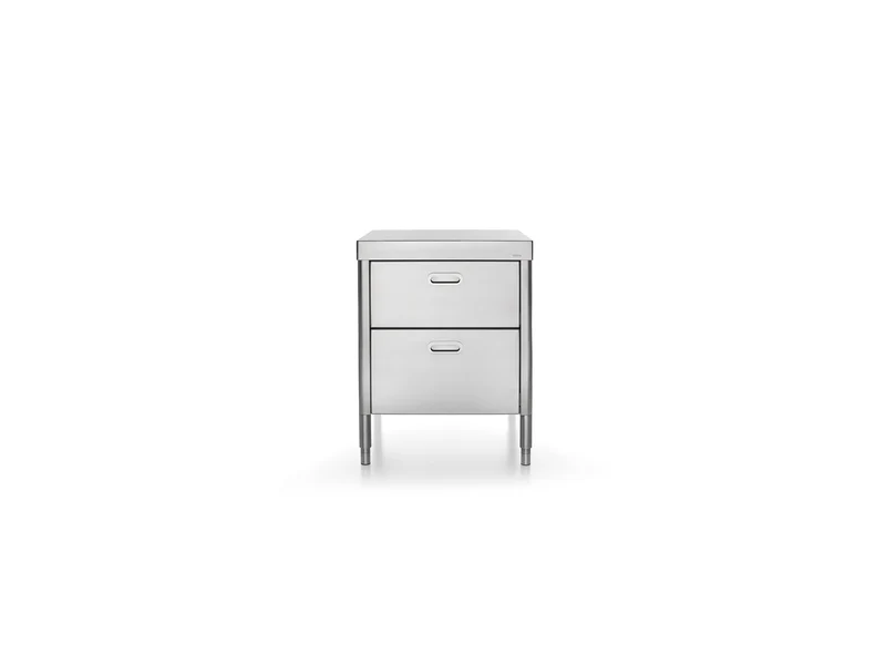 Ⓜ️🔵🔵🔵 Alpes 70C-CONTENIMENTO-1 - LIBERI IN CUCINA, Elemento Contenimento, mobile cucina, acciaio inox, larg. 70cm, prof. 65cm, alt. 90/95cm, 2 cassetti 60cm